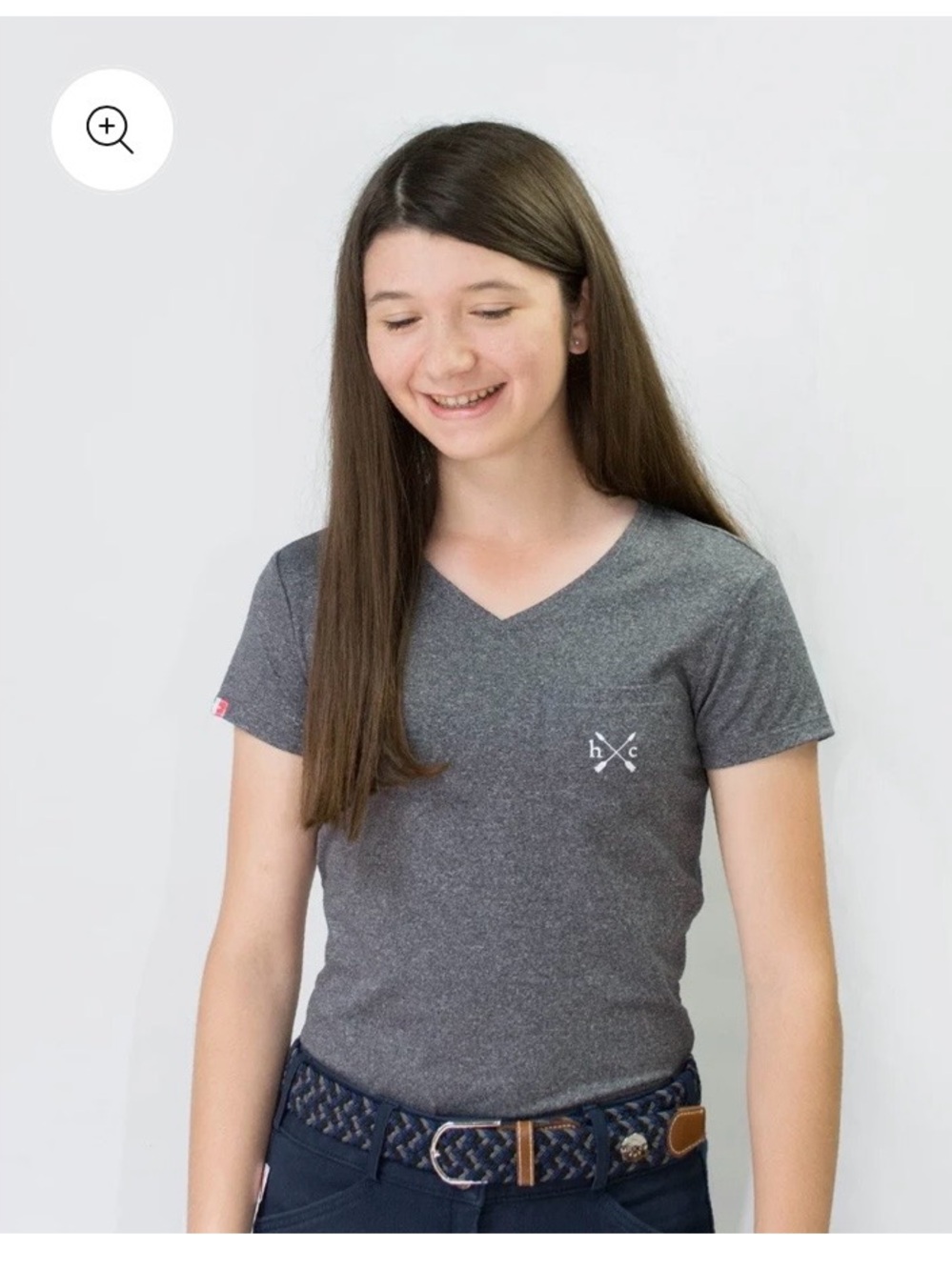 Equestrian Hunt Club Womenโs Heather Gray V-Neck